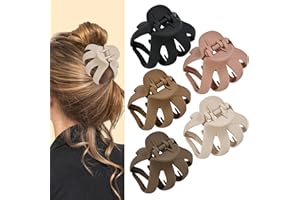Lolalet 5 Pinces à Cheveux Pieuvre, Pinces à Cheveux Anti-dérapantes pour Cheveux Longs Epais et Bouclés, Octopus Hair Claw Clips pour Les Femmes et Filles -Coloré Foncé