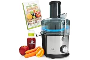 ‎NUTRILOVERS Nutrilovers *Testsieger* QUICK-JUICER Entsafter Edelstahl Obst und Gemüse I XXL-Einwurf für ganze Früchte entsaften, 800W, 2 Geschwindigkeiten, BPA-frei inkl. Trinkflasche + Rezepte Buch & App