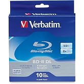 Verbatim BD-R 97335 Blu-ray medya diski, 50 GB, 8 x yazılabilir, &ccedil;ift katlı, 10 adet