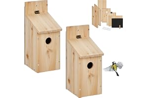 Relaxdays fågelholksset, 2-pack, 32 mm ingångshål, natur