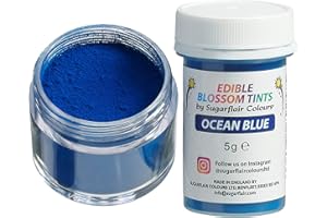 SUGARFLAIR COLOURS Sugarflair Food Colouring Powder Dust Ocean Blue Blossom Tint, Use on Cake Decorations or Colour Sugarpaste, Fondant, Icing, Chocolate, Buttercream, Royal Icing, Macarons and More! - 5g
