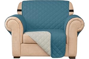 subrtex - Funda de sofá Acolchada Reversible para sofá de 1,2,3 plazas, con Correas elásticas Ajustables y Bolsillo Lateral de Almacenamiento (para Silla, Azul)