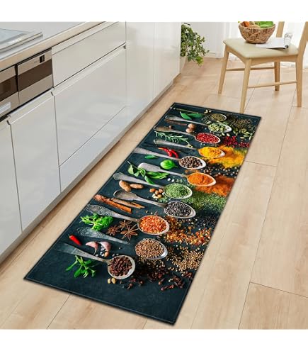 Küchenläufer 60x120 Cm – Rutschfeste Küchenmatte, Polyester Mit Latexrücken, 11 Mm Dick, Waschbar
