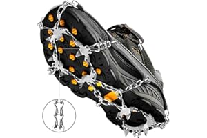 CIMKIZ Grödel Crampons pour chaussures de montagne avec 19 dents - Crampons épais en acier inoxydable - Antidérapants - Pour homme, femme, adulte, enfant - Convient pour la randonnée, le trail, la course, le