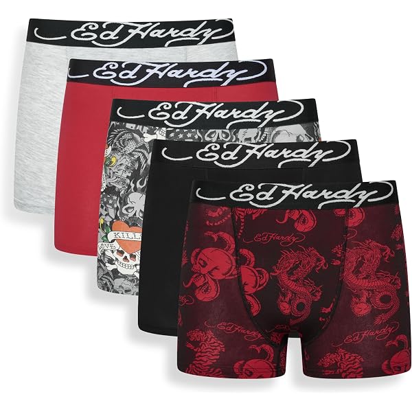 Ed Hardy Confezione da 5 calzini taglia unica UK 6-11, bianco, 6-11 Ed Hardy Confezione da 5 calzini taglia unica UK 6-11, bianco, 6-11