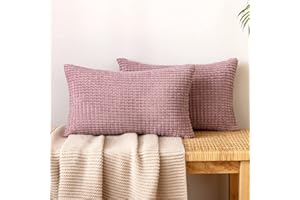 EMEMA Kordsamt Kissenbezug Granulat Dekorative Sofakissen Dekokissen Kissenbezüge Couchkissen Kissenhülle Weich Kissen Bezug Zierkissen für Sofa Couch Wohnzimmer 2er Set 40x60 cm Rosa Lila