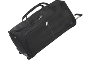 Aerostar 32" Large Lightweight Duffle 2 Wheel Travel Bag Holdall Suitcase Check-in Luggage All Terrain (122L, Black)