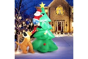 ACEMALL Inflatable Christmas Tree 6ft Christmas Decorations with Blow Up Santa, Puppy, Colorful Rotating LED Lights, Xmas Holiday Pary Décor for Outdoor Indoor House Home Door Yard Lawn Garden