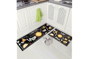 LXTOPN Kitchen Rug Non-Slip Kitchen Mat Sets,Hallway Runner For Kitchen Washable Kitchen Rugs Mat with Natural Rubber Backing,Door Rug Set. (C2, 43x75cm+43x150cm)