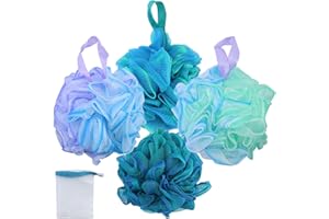 EASYKEENECOM 4 Stücke Loofah Bath Sponge, Body Scrubber Sponge, Waschschwamm für Körperpeeling oder Massage,Dusch Schwamm