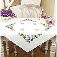 KAMACA Kit Broderie Complet Housse Coussin Carré 40x40cm Fleuri - Point Plat Et Tige