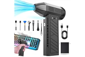 Cosyall Soplador de Polvo Eléctrico, 180000 RPM Aire Comprimido Eléctrico, Aire Comprimido Limpieza PC con Luz Auxiliar LED Light/Iluminación, Batería de 8000mAh para Limpiar PC, Sofá, Teclado, Coche
