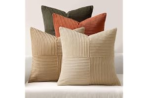 MIULEE Örngott för soffa i manchester brun grön serie 40 x 40 set 4-delat modernt mjukt dekorativt kuddfodral för soffa sovru