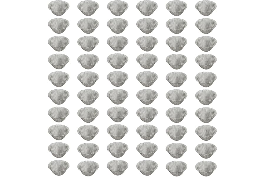 SYEYCW 60 Pcs Tapered Screens Filter, 16mm Bowl Mesh Gauzes Filter, Reusable Mesh Bowl Screens, Pre Cut Stainless Steel Screen, Metal Wire Mesh Filter, for Household, Industrial, Laboratory