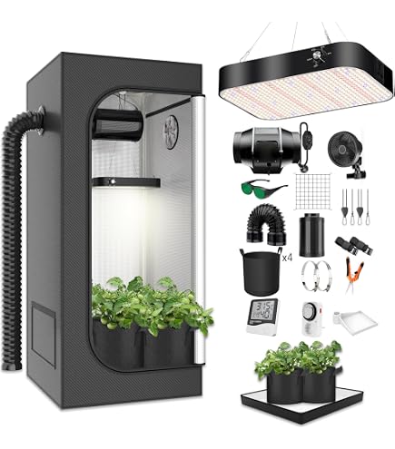 Tente De Culture Complète 60x60x140 Cm Avec LED Spectre Complet 100W, Ventilateur, Filtre Charbon - Kit Indoor Pour Plantes, Jardinage