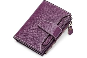 SENDEFN Cartera Mujer pequeña, Cartera Monedero Mujer Piel auténtica con 14 Ranuras para Tarjetas Bloqueo RFID Billetera Cuero auténtico Muy Suave Billetera Corta de Las Señoras Titular