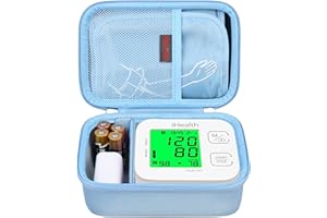 Elonbo Tragetasche für iHealth Track Smart Oberarm Blutdruckmessgerät, Wireless Bluetooth Blutdruckmessgerät Reise Schutztasche Aufbewahrungshalter, Mesh Tasche passt Range Manschette, Blau