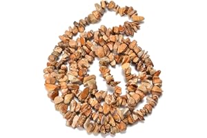 HAAMIIQII 5-8 mm Natural Image Jasper Chips Beads Irregular Chip Stones Loose Gemstone Beads Energy Healing Beads for Jewellery Making Beach 80 cm