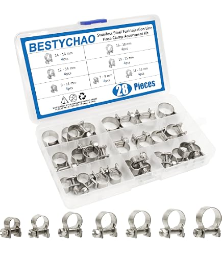 25 Stück Edelstahl-Schlauchschellen – Verstellbar 13–19 Mm (1/2"–3/4"), Schneckengetriebe, Für Schlauch, Rohr, Trockner
