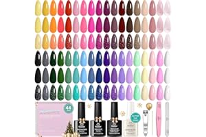 beetles Gel Polish 44 PCS Nail Set, 36 Christmas Colours UV Gel with Base Coat Glossy Matte & Glitter Top Coat Neon Pink Red Green Jelly Blue Nude Vivid Seasons Collection Gifts for Her