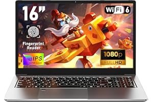NAIKLULU Gaming Pc Portatil R7 5825U Procesador (2.0 to 4.5Ghz), 16 Pulgadas 32GB RAM 1TB SSD Gaming Ordenador Portatil 2025 Laptop, Teclado Retroiluminado/Desbloqueo por Huella/51.97Wh/Tipo-C