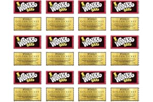 TOP CAKE TOPPERS 24 barras Wonka y boleto dorado para cupcakes glaseado o oblea o tarjeta de oblea de soporte de 5 x 2,5 cm