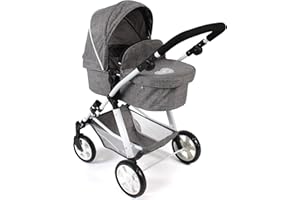 Bayer Chic 2000 568-76 - Passeggino combinato Nele, 2 in 1, per bambole fino a 50 cm, colore: grigio jeans