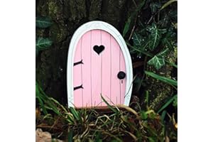 Gxdamxz Feentür Holz, Wichteltür für Baum & Garten - Rosa, 10x8cm