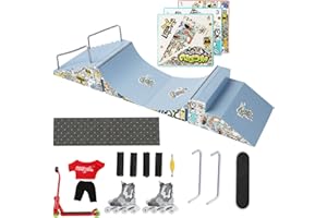 HIHOBDAY 4Pcs Skate Park Kit Ramp Parts for Finger Skateboard Park Kit Part Training Props with Finger Skateboards Skates and Scooters(blue)