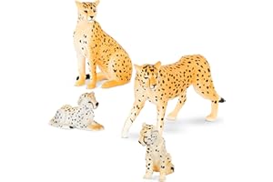 Terra by Battat – Famille de Guépards – Jouets Figurines de Guépard pour Enfants de 3 Ans et Plus (4 Pieces)