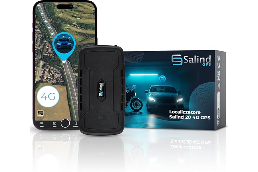 Salind 20 4G GPS Tracker for Car, Boat and Other Vehicles, Locator with App, Built-in Magnet, Long Life Battery (Up to 180 Days Standby Mode) and Real-Time Monitoring