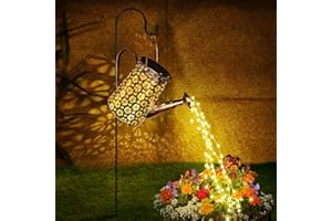 MEDE Watering Can Solar Lights Outdoor Garde n,90 LED Garden Ornaments Outdoor Lights Solar Powered Waterproof Large Retro Metal Fairy Lights with Bracket for Patio Yard Decorations Garden Gifts