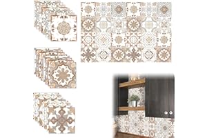 XYUAYAMZ Azulejos Adhesivos Cocina, Baldosas Adhesivas Pared, Resistente al Agua y al Aceite Azulejos Adhesivos, Losetas Pegamentos Baño Adecuado para Cocina, Baño, Dormitorio, Entrada, 15 * 15 cm, 24 Piezas