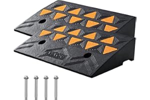 VEVOR Rampa Umbral Elevación de 11 cm 2 Piezas Rampas de Goma para Aceras Carga de 15 T Rampa de Acceso para Sillas de Ruedas con Estructura de Rejilla Estable para Paso de Coches Motos 50x32x11 cm