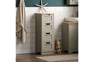 Bath Vida Priano szafka łazienkowa z 4 szufladami, do przechowywania, drewno, szara