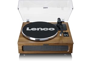 Lenco Giradischi LS-410 - Giradischi Bluetooth - altoparlante integrato 40 Watt RMS - trasmissione a cinghia - preamplificatore - RCA Out e AUX-in - legno LS-410WA marrone