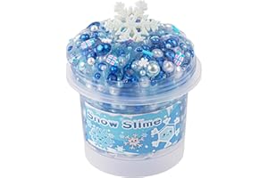 OKAYBEE Weiß & Blau Pearl Bead Slime, Clear Slime für Kinder, Schleim-Partygeschenke für Mädchen und Jungen, Sensorisches Schleim Spielzeug, Ostern, Halloween, Weihnachten, Geschenk für Mädchen und Jungen