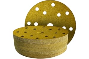 GZKTY 40 Pezzi Dischi Abrasivi 150mm, Grana 40, 15 Fori per Levigatrice Orbitale, Carta Vetrata per Legno e Metallo