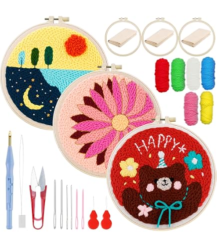 Kit De Démarrage Broderie Fleur Allazone - 4 Outils Point De Croix Avec Fils, Tissu Et Motifs Inclus