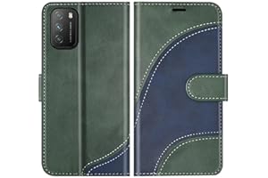 BoxTii Funda para Xiaomi Poco M3 / Redmi 9T, Funda de PU Cuero para Xiaomi Poco M3 / Redmi 9T, Magnético Carcasa Libro con Ranuras para Tarjetas, Verde
