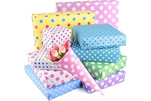 PLULON 10 Sheets Polka Dot Birthday Wrapping Paper Gift Wrapping Paper Colorful Folded Gifts Wrap Paper
