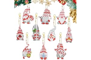 JODSEN 10 Pcs Christmas Gnomes Diamond DIY Painting Keychain,5D Double Sided Full Drill Diamond Keyrings,Santa Claus Diamond Art Craft Kits Key Rings for Kids Adults,Key Pendant for Purse Phone Bag Decor