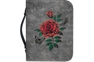 Kuiaobaty Funda para la Biblia de la iglesia con asa, diseño floral de acuarela vintage con bolsillo para bolígrafo, color gris