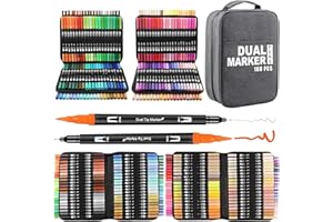 ‎GELANTY Gelanty Dual Tip Brush Pens Set, 168 Farben Filzstifte Dicke und Dünne Pens Fineliner Set Aquarell Farben für Handlettering, Bullet Journal, Malbücher, Manga, Kalligraphie Stifte für Kinder