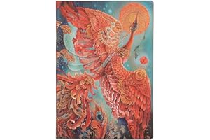 PAPERBLANKS Firebird (Birds of Happiness) Midi Unlined Journal: Flexi softcover, 100 gsm, ribbon marker, memento pouch, book edge printing, no closure