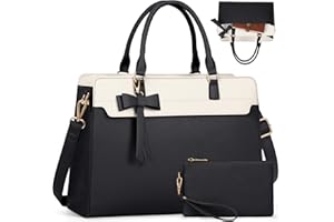 RAINSMORE Sac Cabas Femme Sac a Main Grande Capacité PU Cuir Sacs de Cours Ordinateur Portable 15,6 Pouces Imperméable 2 Pièces pour Voyage Affaires Travail