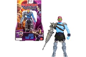 Masters of the Universe Trap Jaw figur med kanonfunktion | MOTU 14 cm leksak från 2026 års film med vrid- och släppfunktion, skurkfigur, JKJ03