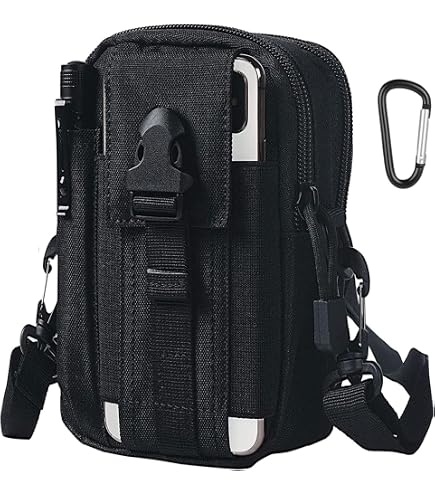 Sacoche Ceinture Homme Hejo - Sac De Taille Tactique Nylon Noir Imperméable, Idéal Pour Téléphone, Randonnée, Camping & EDC