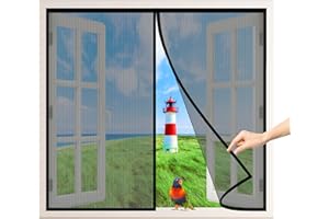 AIPPEI Zanzariera Magnetica, 80x80 cm Tenda Zanzariera Repellente per Zanzare Traspirante, Nessuna Perforazione Richiesta Zanzariera Finestra Soggiorno Balcone, Nero P