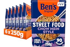 Ben's Original Street Food Chinese Chow Mein ready in 90 seconds Noodles Ready Meal serves 1 multipack 6x 250g